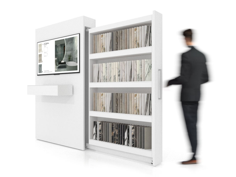 Expositor digitalizado para azulejos Roma muestras dx blanco lateral