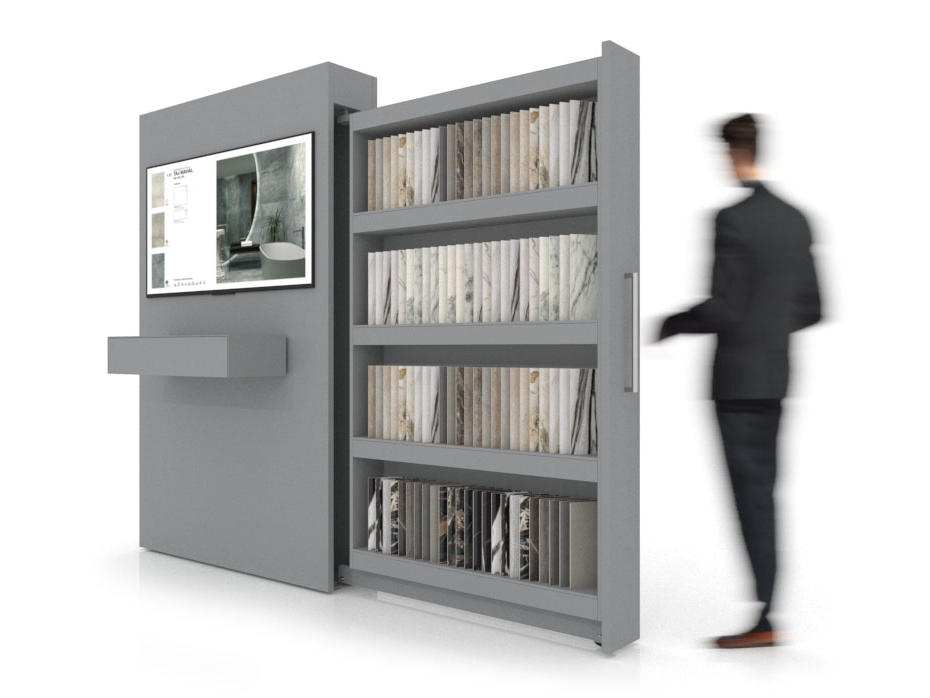 Expositor digitalizado para azulejos Roma muestras dx plata lateral