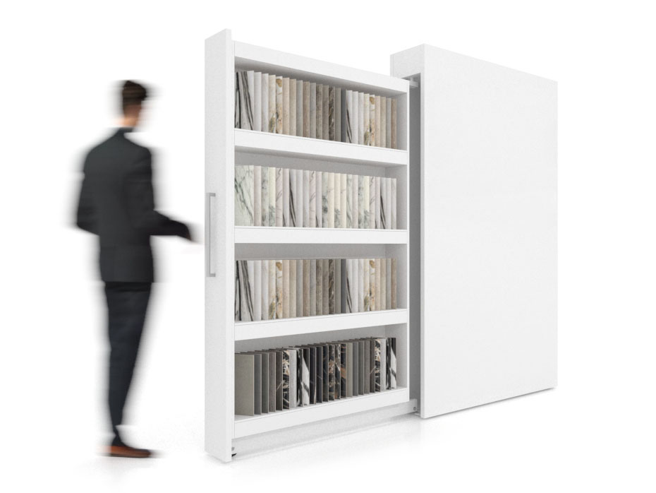 expositor de cerámica Roma Muestras sx blanco lateral