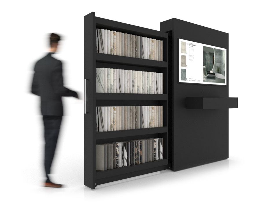 Expositor digitalizado para azulejos Roma muestras sx negro lateral