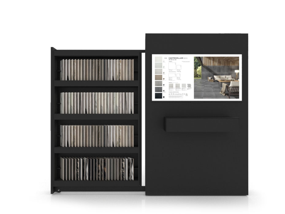 Expositor digitalizado para azulejos Roma muestras sx negro frontal