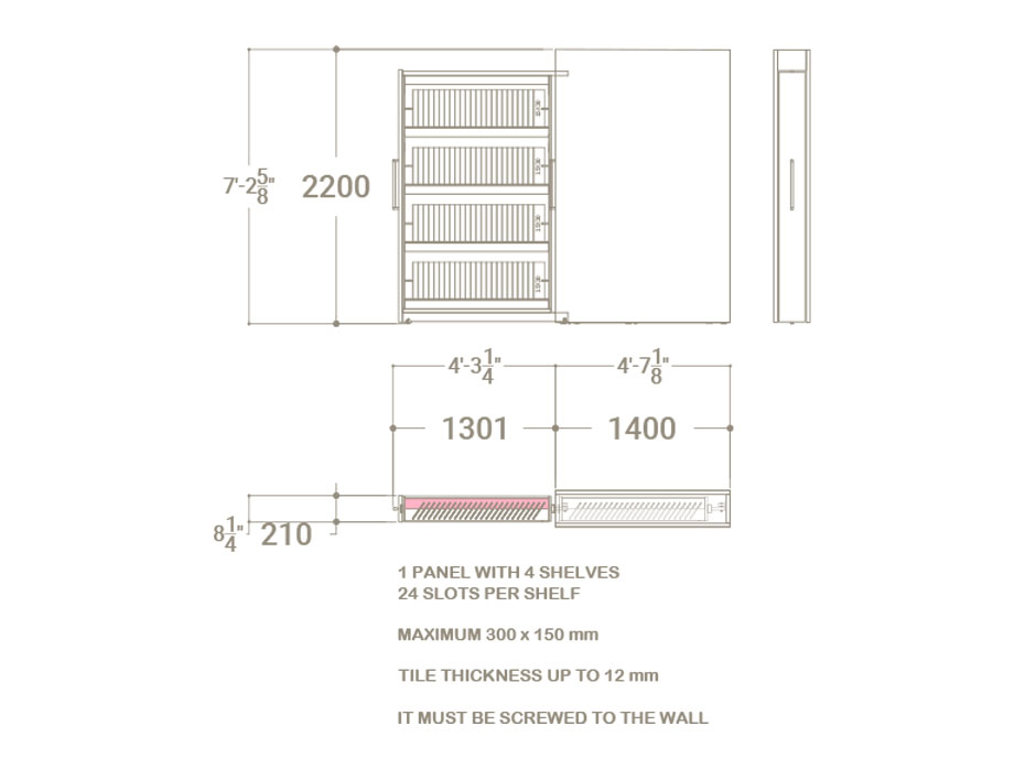 présentoir de tuiles Roma Muestras sx plano