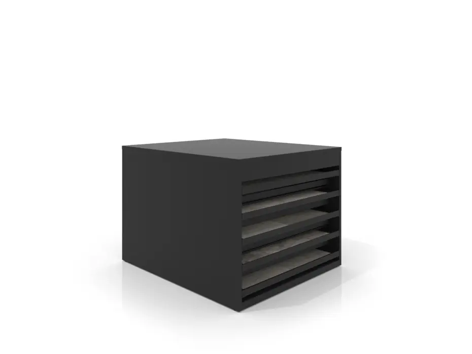 Cajonera para azulejos Tevere doble cara liso negro frontal