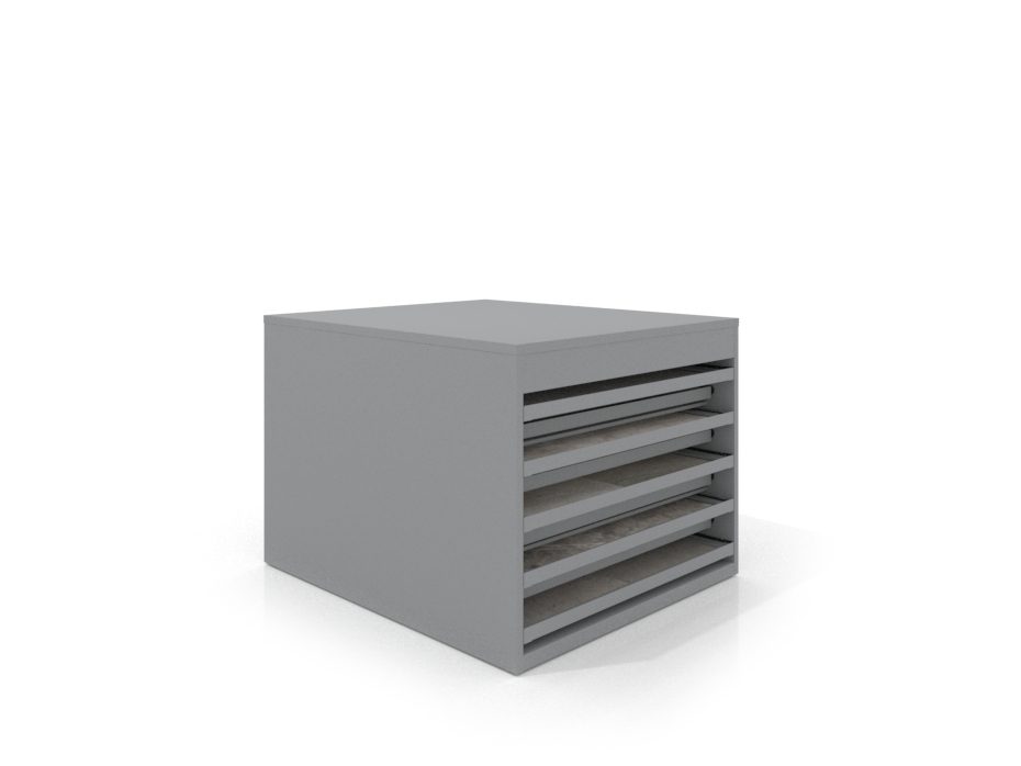 Cajonera para azulejos Tevere liso doble cara plata frontal