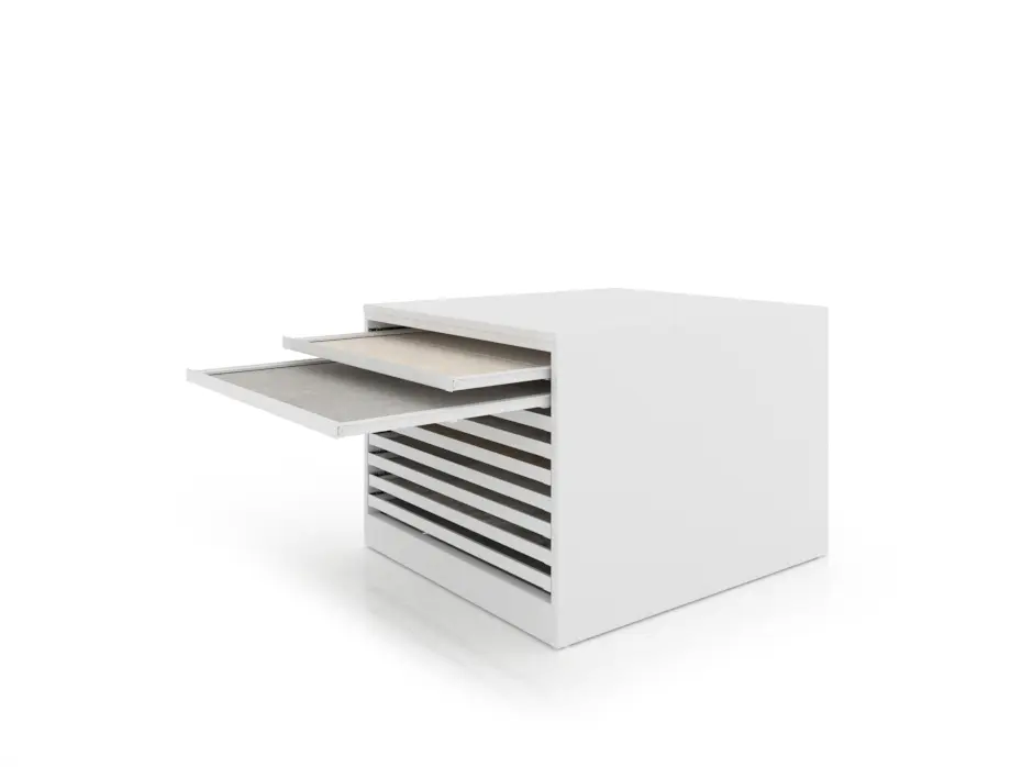 Cajonera para azulejos Tevere una cara liso blanco abierto