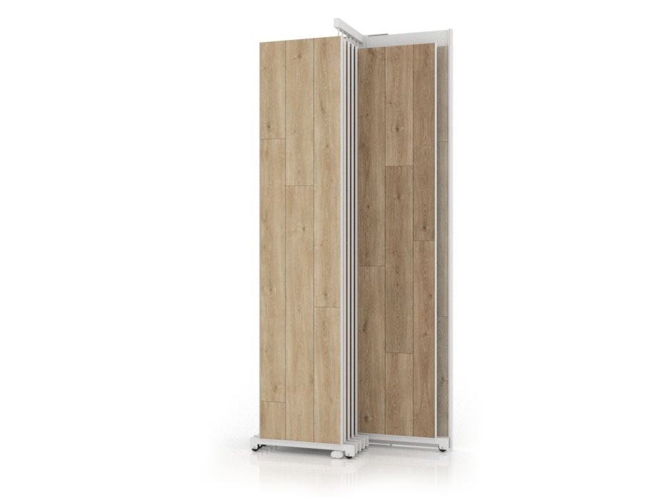 Expositor corredero laminado maderas Texas 6+2 H3000 blanco frontal