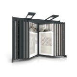 Expositor de azulejos Book 224 blanco con iluminación frontal antracita