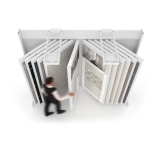 Expositor de azulejos Book 224 blanco con iluminación aérea