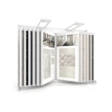 Expositor de azulejos Book 224 blanco con iluminación frontal