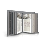 Expositor de azulejos Book 224 sin iluminación plata frontal