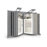 Expositor de azulejos Book 224 con iluminación 2010x1005 plata frontal