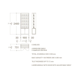 Estante expositor de baldosas cerámicas Boutique 20x20﻿​ 90 puerta madera plano
