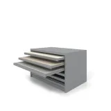  Cajonera para exponer platos de ducha Box plata abierto