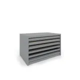 Cajonera para exponer platos de ducha Box plata frontal