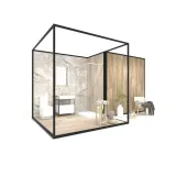 Ambiente expositivo de azulejos Composition 137 negro lateral