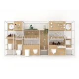 Expositor para accesorios de baño Composición 180 one face madera vicenza blanco frontal