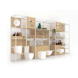 Expositor para accesorios de baño Composición 180 one face madera vicenza blanco lateral