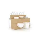 Expositor para sanitarios Composición 184 madera vicenza blanco lateral