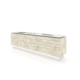 Banco expositor para cerámica Composición 189 iluminacion blanco lateral