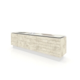 Banco expositor para cerámica Composición 189 blanco lateral