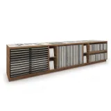 Composición 208 mesa técnica para azulejos lateral madera old oak