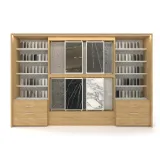 Expositor de azulejos de panel y ceramoteca composición 228 madera frontal