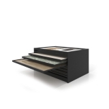 Expositor cerámico tipo cajonera Danubio negro panel abierto
