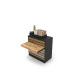 Cajonera para exponer parqué Drawer negro abierto