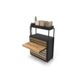 Expositor para parqué Drawer Central negro abierto