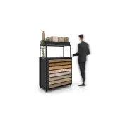 Expositor para parqué Drawer Central negro lateral