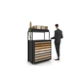 Cajonera para exponer parqué Drawer wall negro lateral