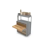 Cajonera para exponer parqué Drawer wall plata abierto