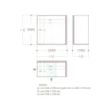 Ambiente para exponer cerámica Isla Corner 240x120 2400 dx luz tabique blanco plano