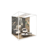 Ambiente expositor de cerámica y baño Isla Corner 240x240_2515 dx luz blanco frontal