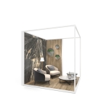 Ambiente expositor de cerámica y baño Isla Corner 240x240_2515 dx tabique blanco lateral