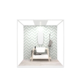 Ambiente para la exposición de azulejos y baño Isla Lineal 240x120_2400 luz tabique blanco frontal