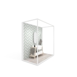 Ambiente para la exposición de azulejos y baño Isla Lineal 240x120_2515 tabique blanco lateral