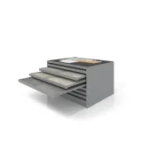 Expositor de cerámica tipo cajonera Mississippi bolon plata abierto
