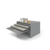Expositor de cerámica tipo cajonera Mississippi ranurado plata abierto