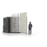 Expositor para azulejos gigantes Pisa Slimshow Polivalente 12 dx antracita abierto