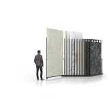 Expositor para azulejos gigantes Pisa Slimshow Polivalente 12 sx antracita abierto