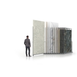 Expositor para azulejos gigantes Pisa Slimshow Polivalente 12 sx plata abierto