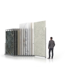  Expositor para azulejos gigantes Pisa Slimshow Polivalente 12 dx plata abierto