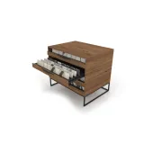 Mueble expositor tipo cajonera UP 4 Open 101 Madera Old Oak Negro abierto