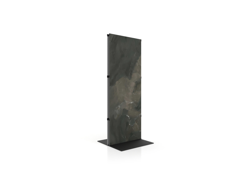 Expositor para piezas de cerámica Totem Outdoor 2600x1000 negro lateral