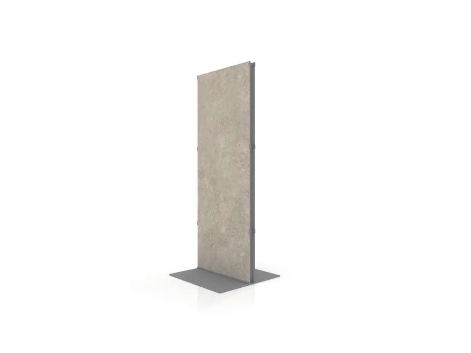 Expositor para piezas de cerámica Totem Outdoor 2600x1000 plata trasera
