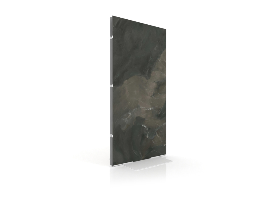 Expositor para piezas de cerámica Totem Outdoor 3000x1500 blanco lateral