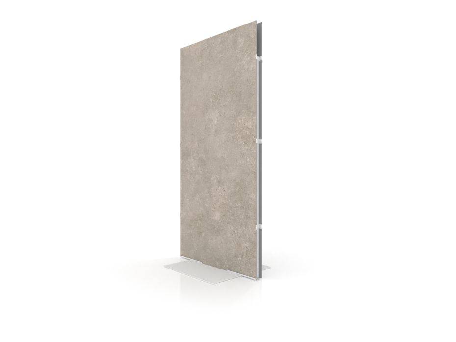 Expositor para piezas de cerámica Totem Outdoor 3000x1500 blanco trasera