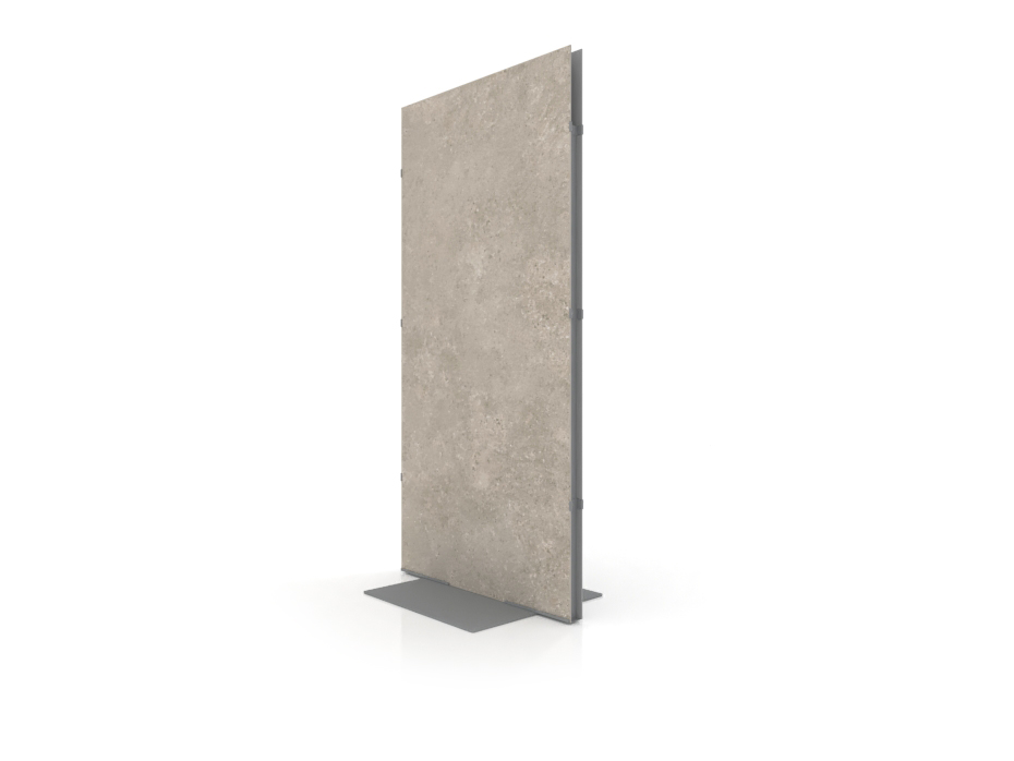 Expositor para piezas de cerámica Totem Outdoor 3000x1500 plata trasera