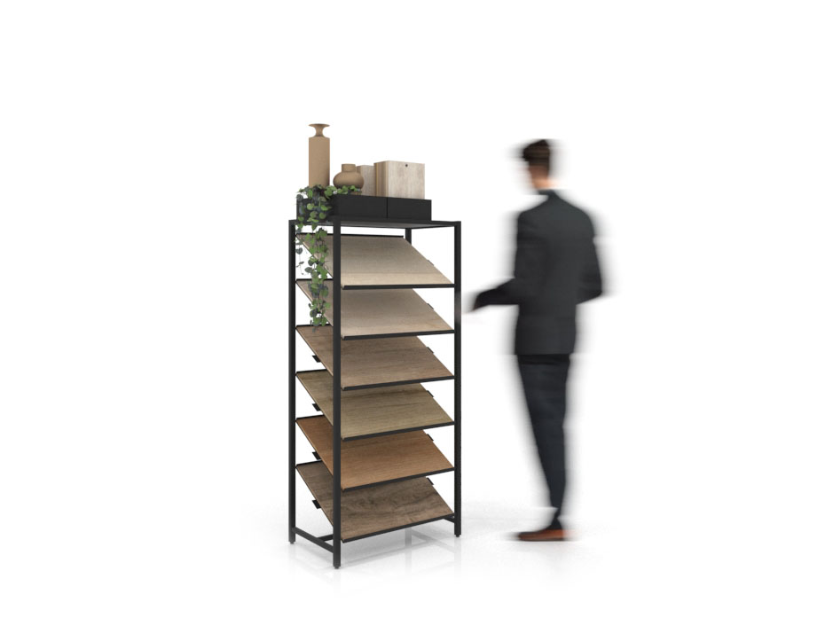 Estantería para exponer madera Tray negro lateral